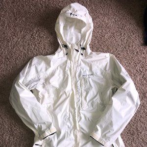 HELLY HANSEN SIZE XL WOMENS WHITE OUTDOOR HOODED WINDBREAKER JACKET